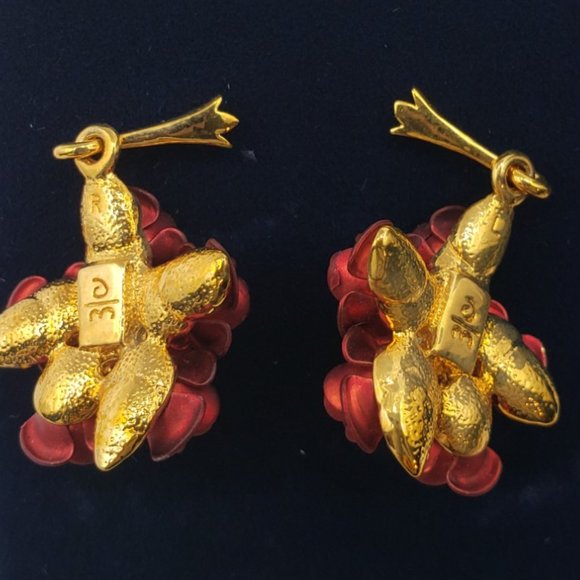 NIB Danbury Mint A Dozen Roses 24K Gold Plated Earrings - Picture 7 of 10